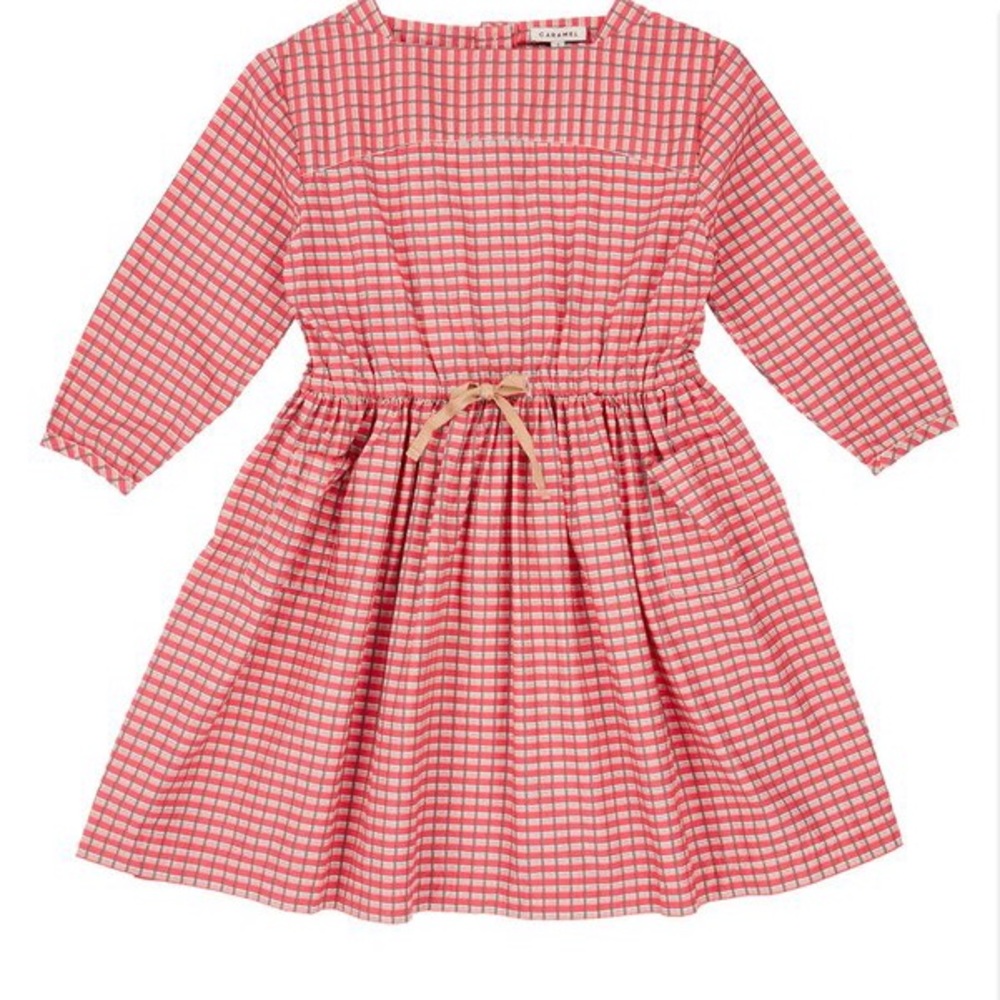 CARAMEL
KIDS CARAMEL KNIGHTSBRIDGE DRESS-RED PAINTED CHECK, Size 6